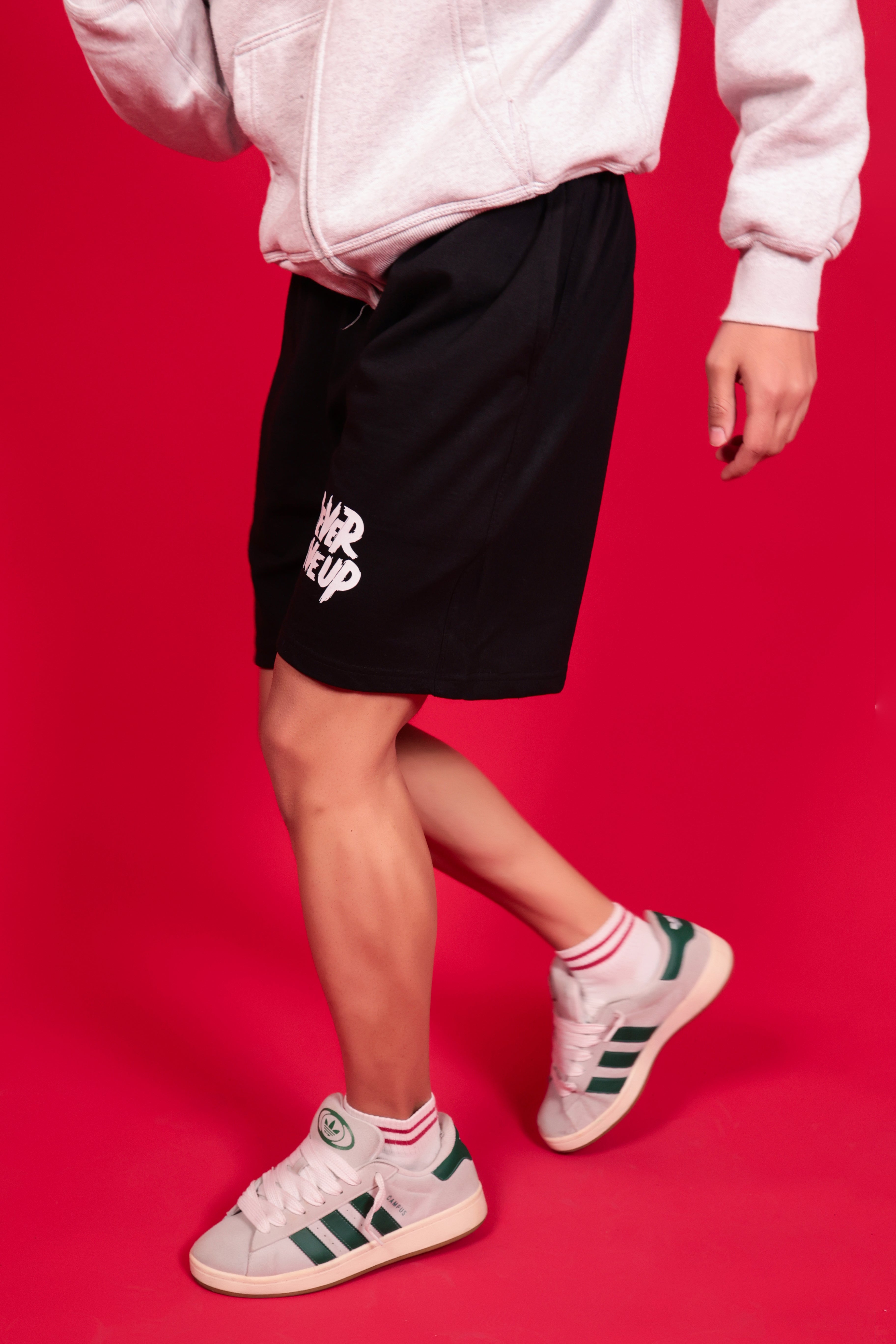 Never Give Up Street Shorts – Black