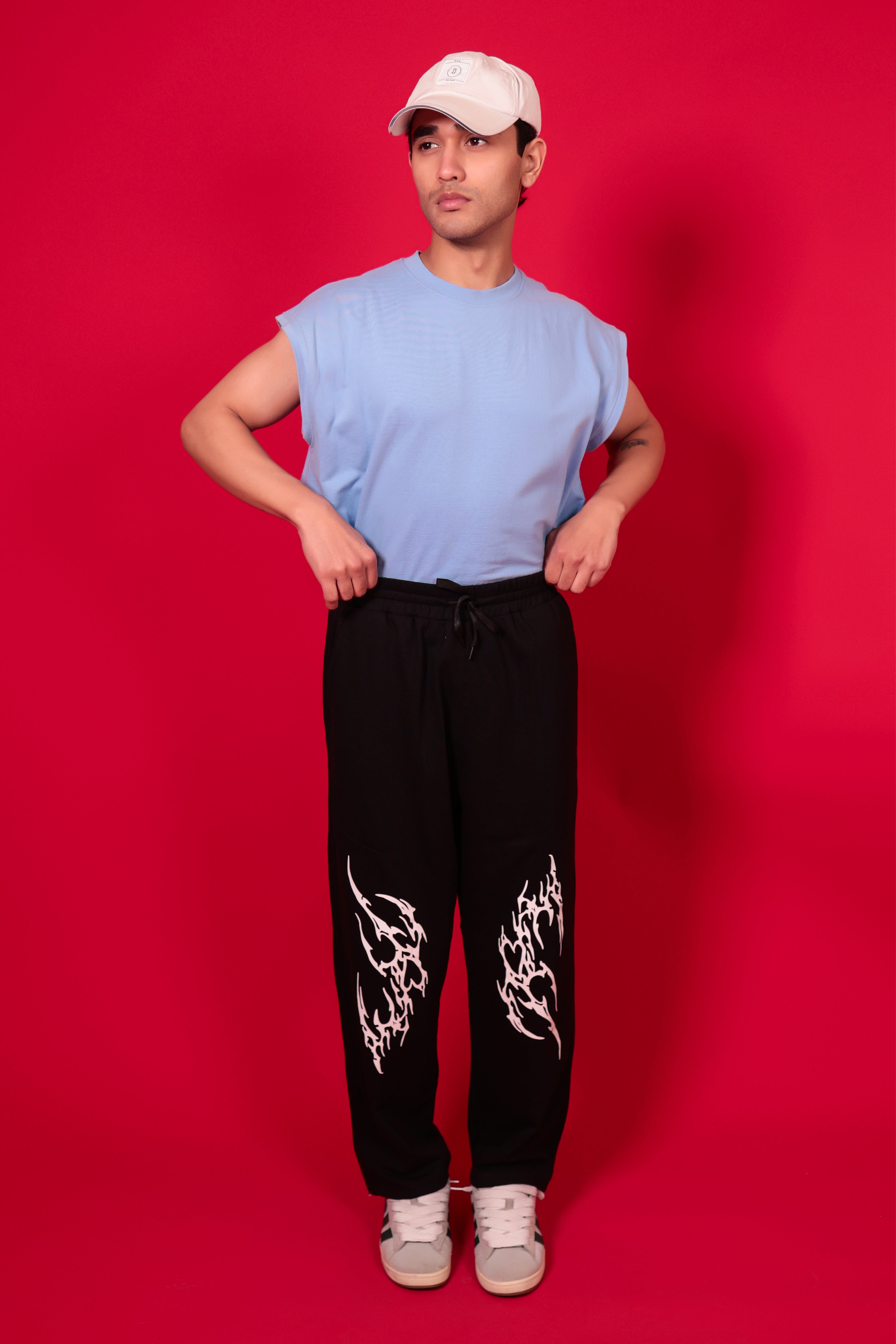 Men’s Black Flame Printed Joggers
