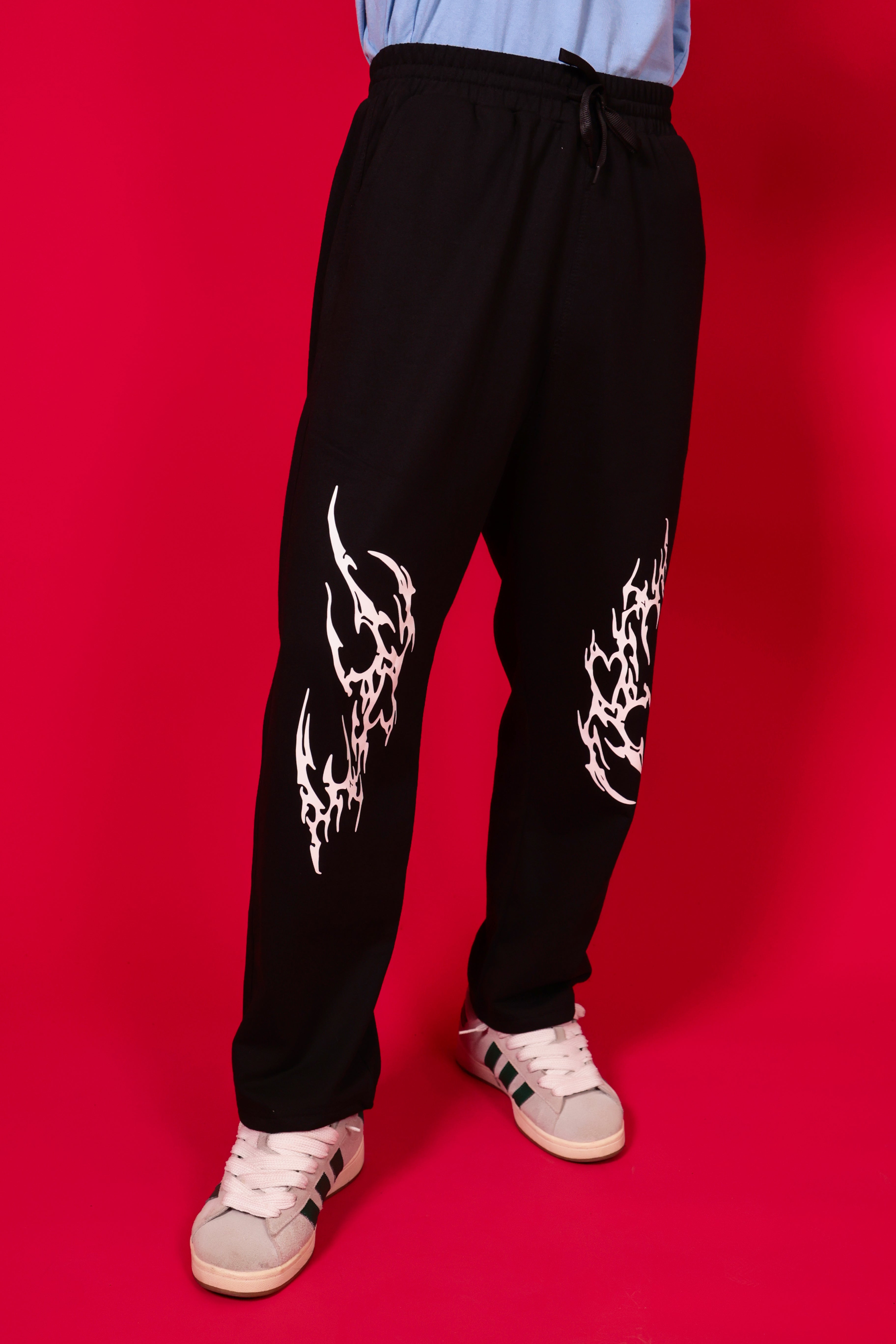 Men’s Black Flame Printed Joggers